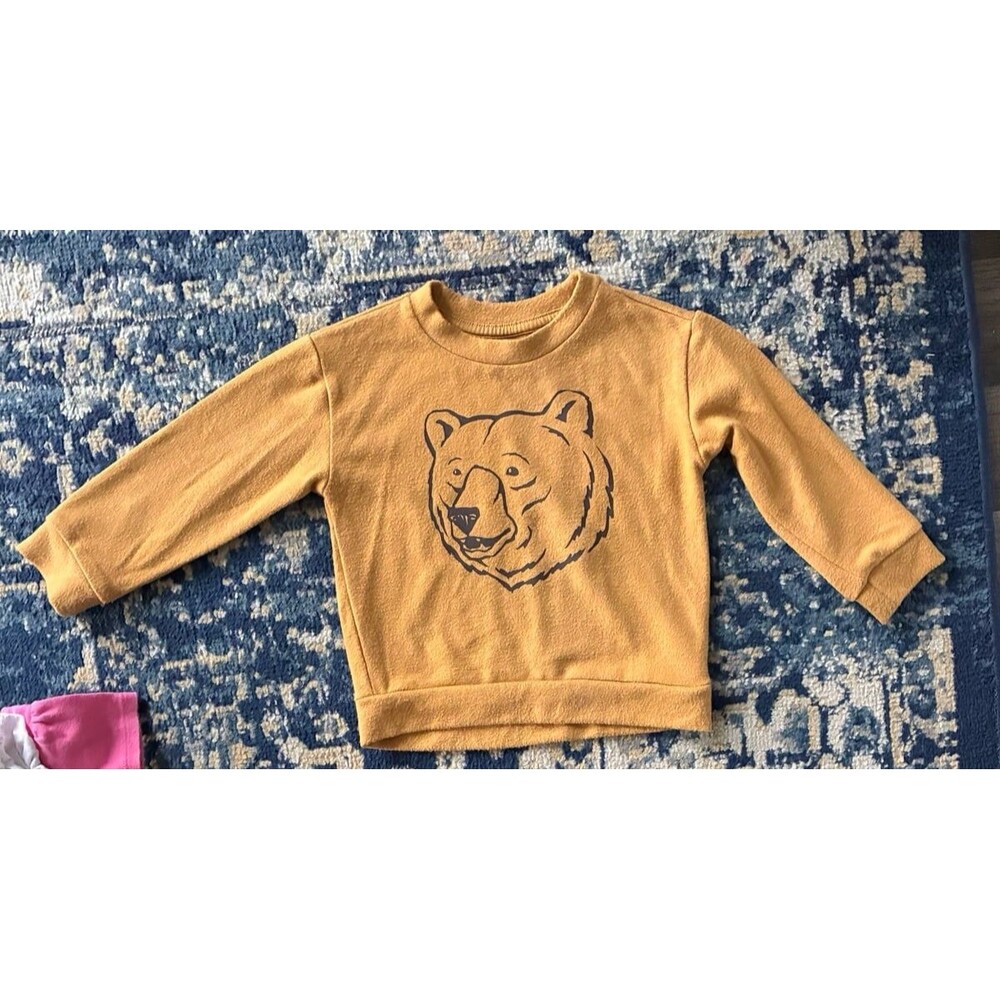 Wonder Nation Baby Boy Mustard Bear Graphic Sweatshirt – 18M